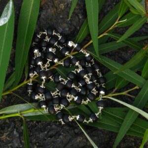 Natural Karungali Mala with Silver Capping