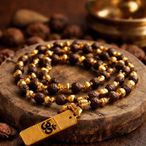 Rudraksha Mala Om Pendant