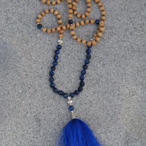blue tiger eye wood mala