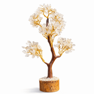 Clear Quartz Crystal Tree with Wooden Base