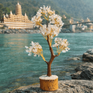 Clear Quartz Crystal Tree with Wooden Base
